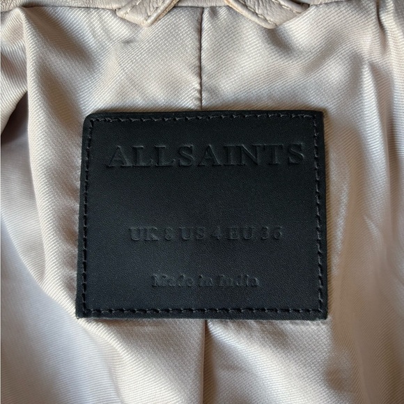 AllSaints Blush Leather Jacket, size S, NEW - Picture 7 of 8